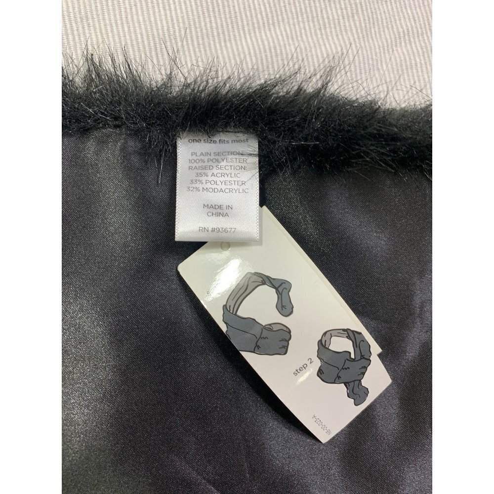 Women's Black & Tan Fuzzy Neck Cape - Picture 4 of 5